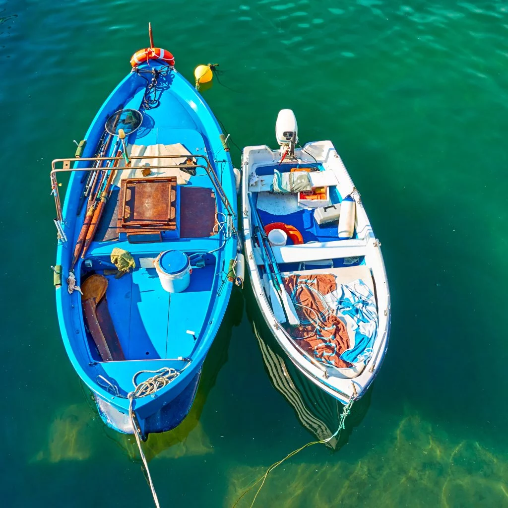 oar fishing boat small motorboat