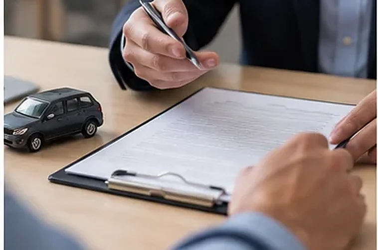 A business owner signing a fleet insurance proposal