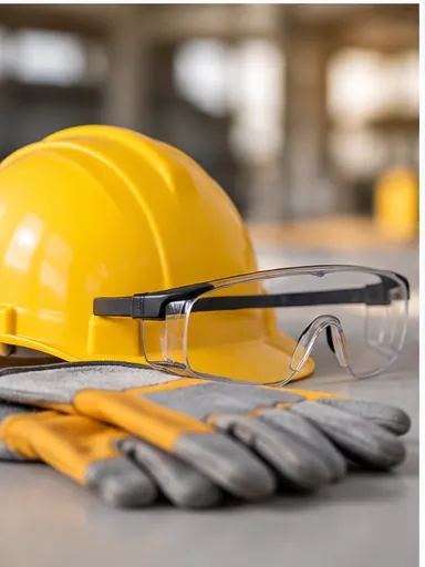 Seguro de Acidentes de Trabalho 3 Equipamento de proteção individual: capacete, óculos e luvas